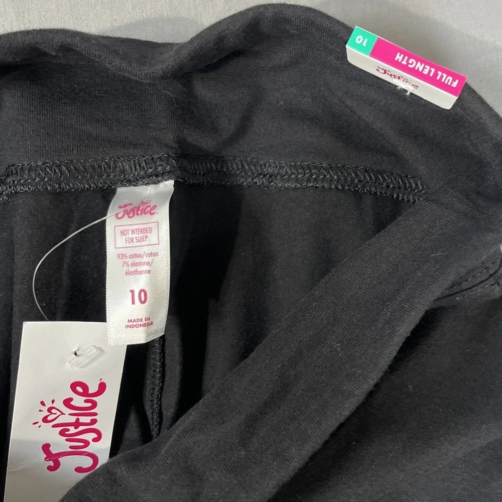 Justice Girls Leggings Lot 2 Black Gray High Waist Pedal Full Length Size 10 NWT